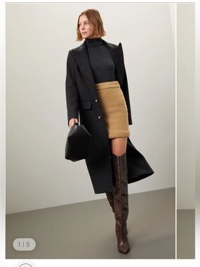 Aliette Faux-Sherpa Mini Skirt in Camel Runs Small Fits like a Size 6